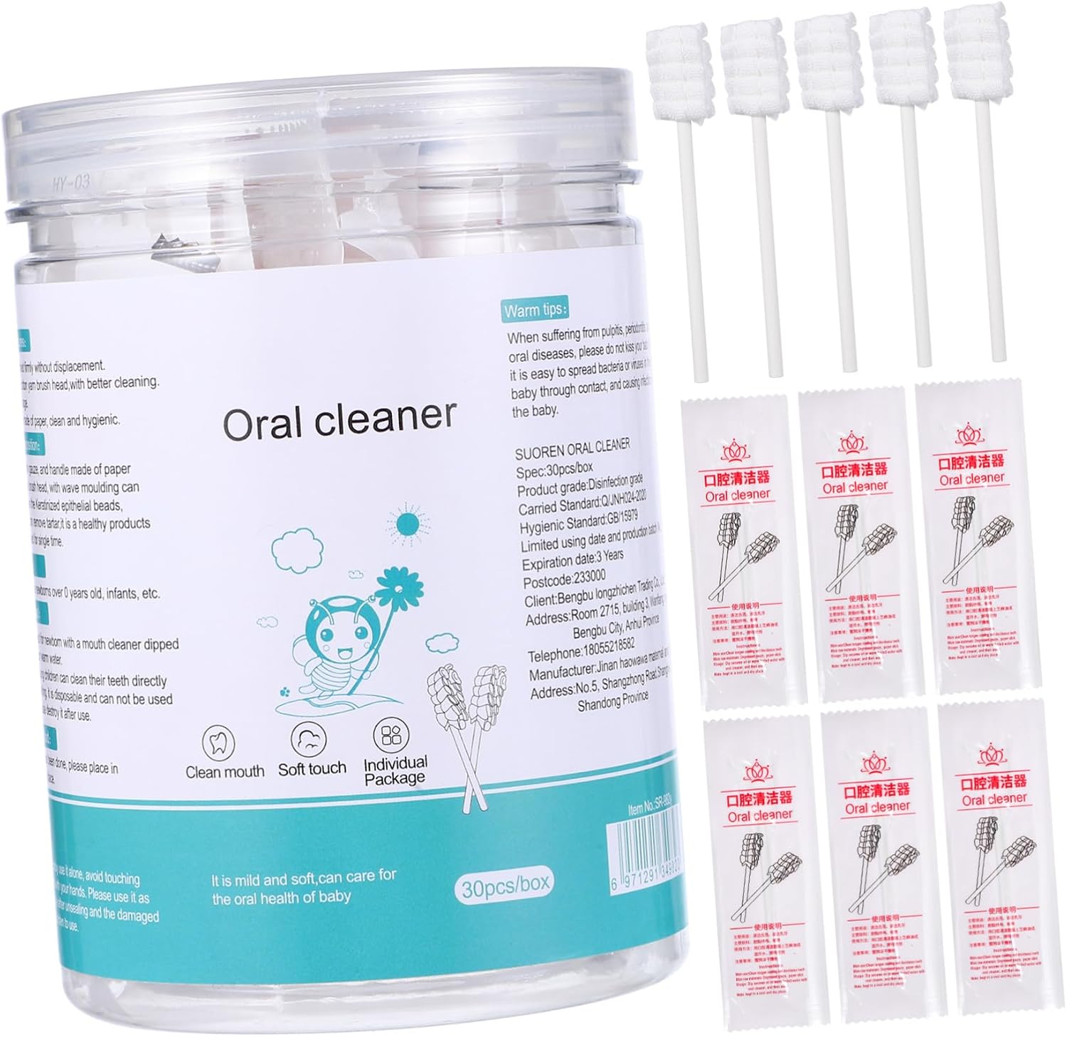 30Pcs Toothbrush Gauze Oral Cleaner with Ergonomic Handle for Tongue and Mouth Cleaning Soft Absorbent Fabric for Gentle Oral Care and Efficient Hygiene Maintenance