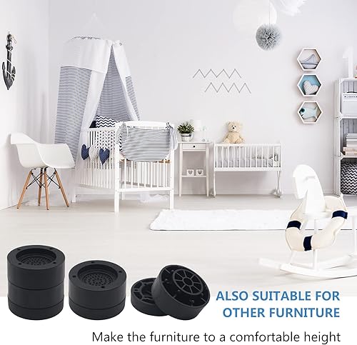 Miniatura 6 de Elevadores de Muebles Elevadores de Cama Negros de 2 pulgadas (Juego de 6), Elevadores de Cama de Servicio Pesado para Mesa, Sofá, Sillón,