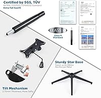 Vista 9 de Ergonomic Adjustable Drafting Chair Extra Tall Office Stool for Standing Desk, Mid Back Faux Leather Counter Height Comfortable Bar High Roll Tilt