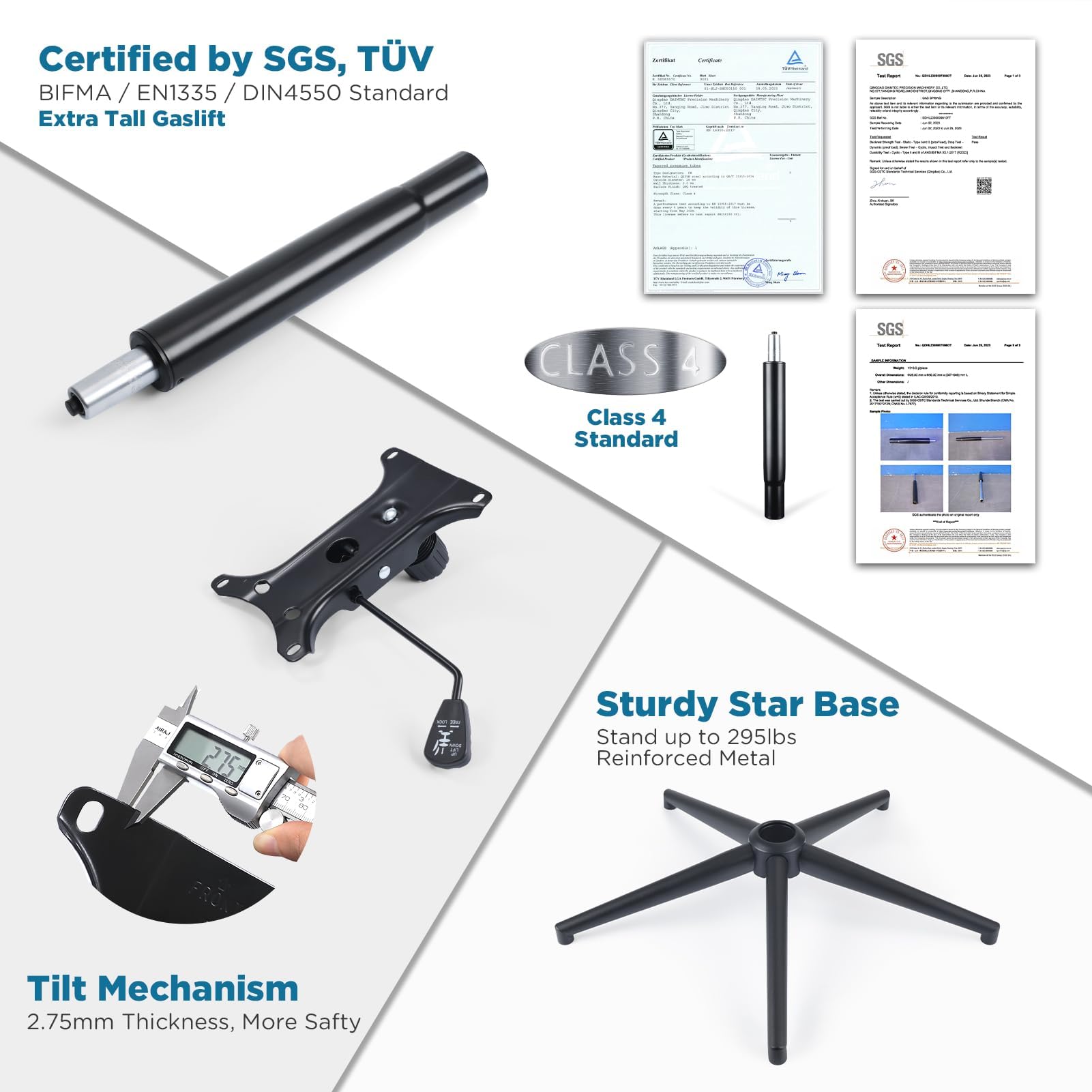 Ergonomic Adjustable Drafting Chair Extra Tall Office Stool for Standing Desk Mid Back Faux Leather Counter Height Comfortable — view 9