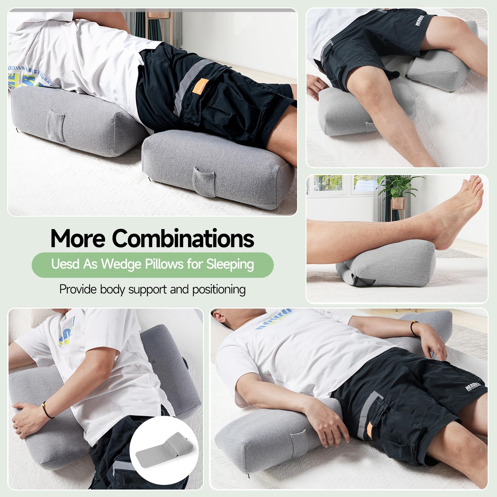 Soporte lateral inflable para protectores laterales de silla de ruedas, almohada de cuña de posicionamiento ajustable con funda extraíble, acolchado lateral para silla de ruedas, posicionadores de