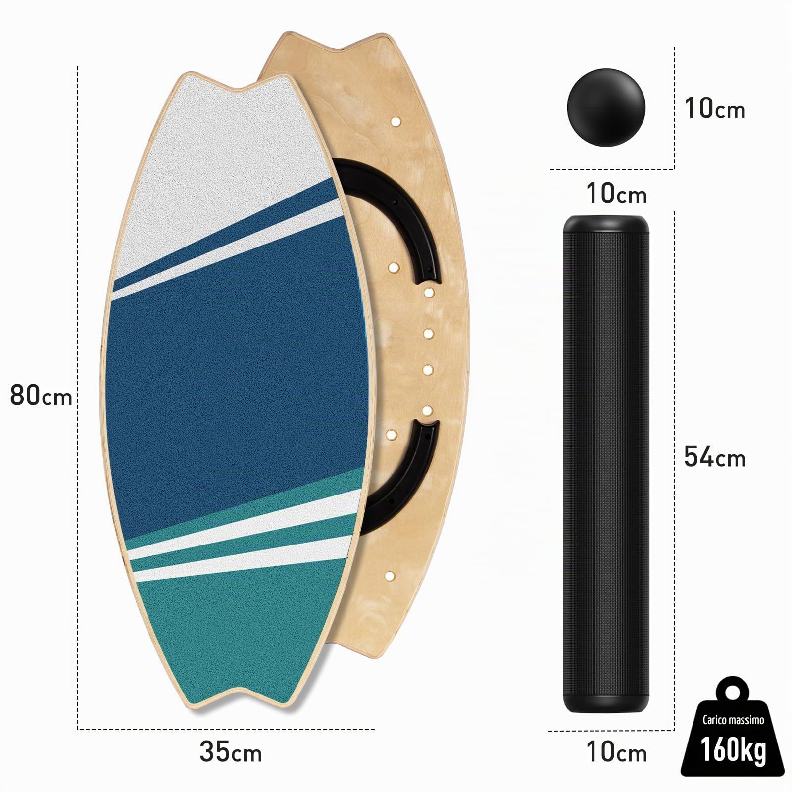 Leogreen Tavola dell’Equilibrio in Legno, 7 Modalità Skateboard | Tavola Multifunzione con Rullo e Pallina d’Equilibrio, Ideale per Fitness, Yoga e Surf, Interni