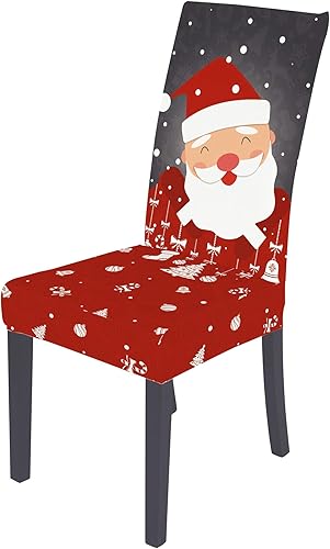 Miniatura 2 de XMNTG Juego de 6 fundas para sillas de Navidad, con estampado de Papá Noel, decoración del hogar, fundas extraíbles antideslizantes y lavables para