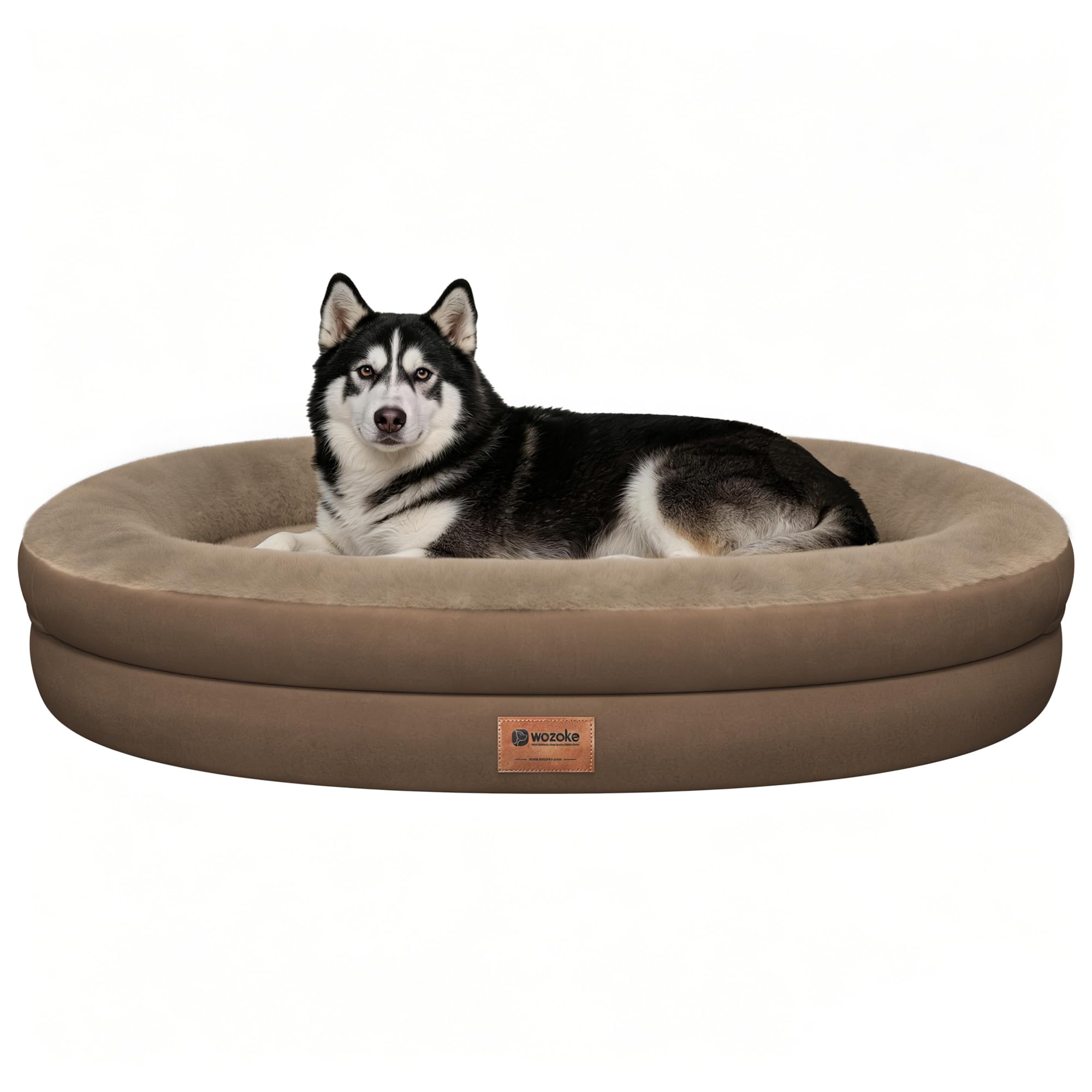 WOZOKE Orthopedic Dog Bed for Extra Large Dogs, XL Waterproof Dog Bed with Bolsters, Supportive Egg Crate Foam Pet Couch Bed with Removable Washable Cover & Non-Slip Bottom, Coffee
