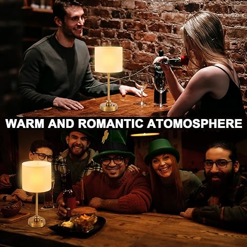 Miniatura 4 de Lámpara de mesa LED inalámbrica, lámpara portátil recargable de 5200 mAh, luz táctil pequeña regulable para mesita de noche, restaurante, patio, luz