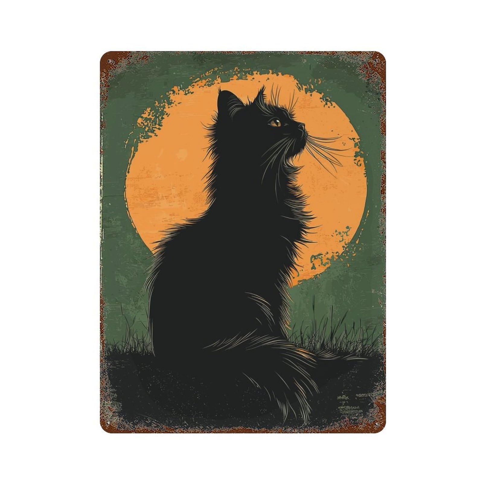 Rust Effect Maine Coon Silhouette Vintage Rust Metal Sign 15.7"x11.8", Classic Wall Plaque for Shed, Workshop And Garage Wall Decor