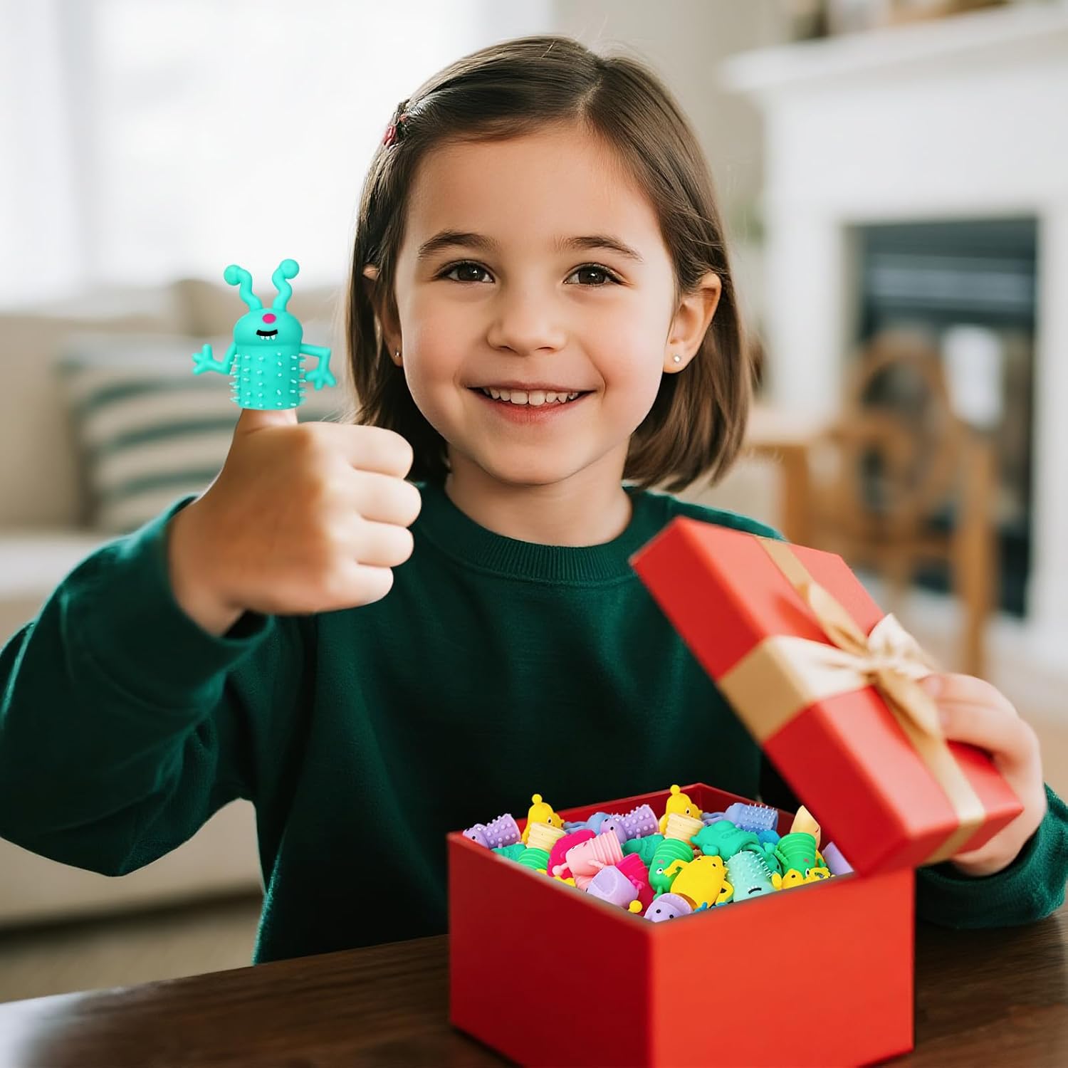 HFKPJRT 85 Pcs Rubber Monster Finger Puppets for Kids Toddlers, Funny Stretchy Finger Toy for Role Playing, Cute Finger Dolls for Birthday Party Favors, Easter, Halloween, Christmas, 16 Random Styles