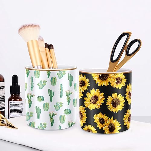 Miniatura 8 de WAVEYU Portaplumas Portlápices, Soporte Multiusos para Escritorio, Vaso para Lápices para Niñas Niños Niños, Organizador de Escritorio de Cerámica