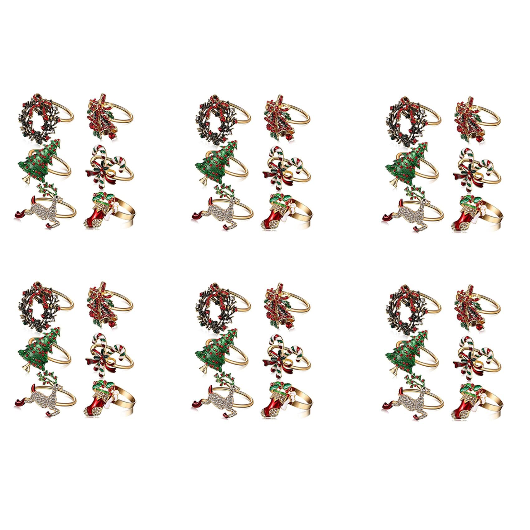 Hndhbfgrt 36Pcs Christmas Napkin Rings Xmas Napkin Holder Rings Wreath for Holiday Party Dinner Table Decoration