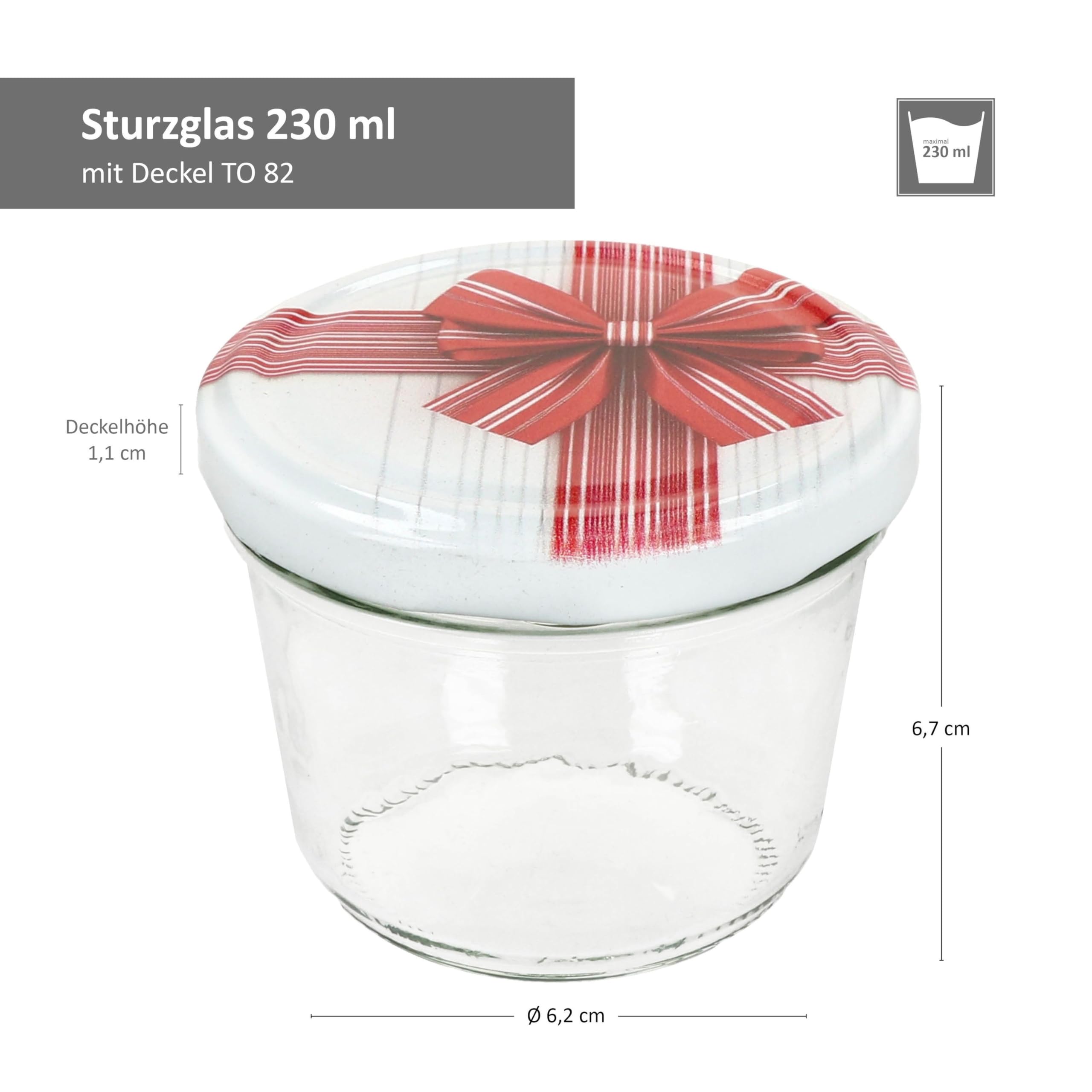 MamboCat 100er Set Sturzglas 230 ml mit Schraub-Deckel Geschenk I Einmachgläser + to 82 Deckel mit Diamant-Zucker-Rezept I Vorratsgläser einkochen & konservieren