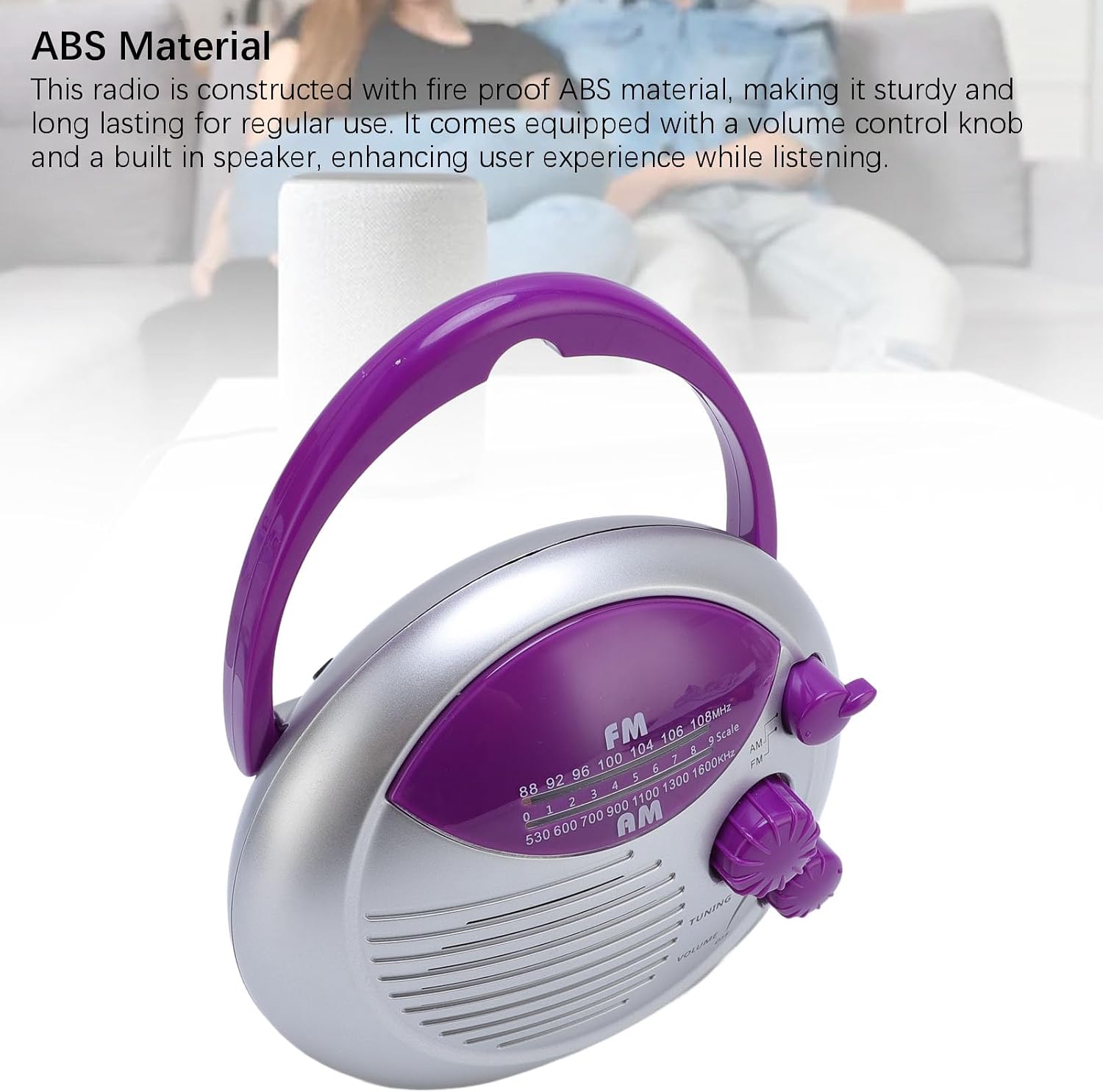 IPX4 Water Proof Shower Radio Portable AM FM, 20+ Station Reception, ABS Bathroom Radio with Hook for Kitchen Camping