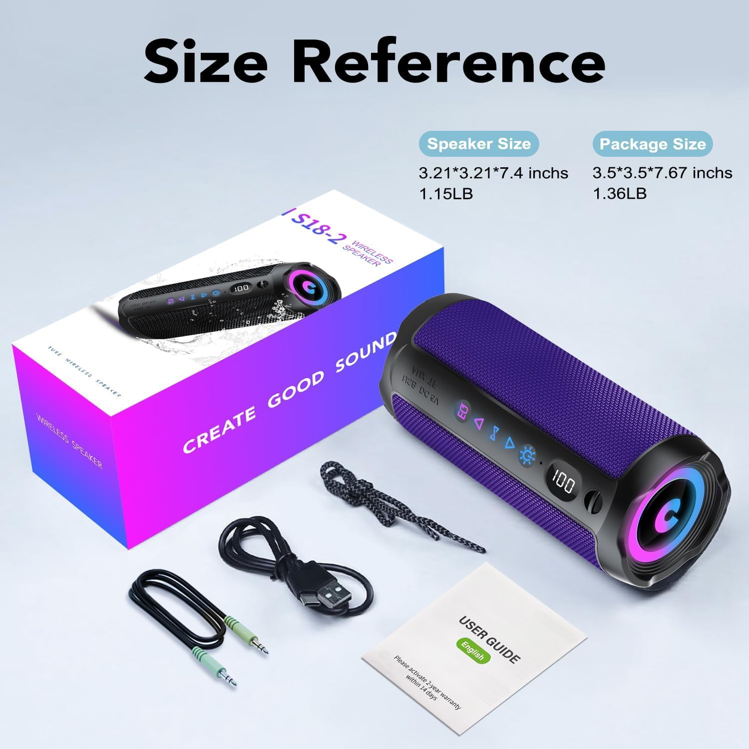 coioc Portable Bluetooth Speaker, Bluetooth 5.4 Speaker, Dual Speaker with LED Display, Deep Bass,25H Playtime, Colorful RGB Lights,IPX7 Waterproof,TWS Pairing for Outdoor/Home/Party/Travel, Purple 9 71UPn3P7eCL. AC SL1500