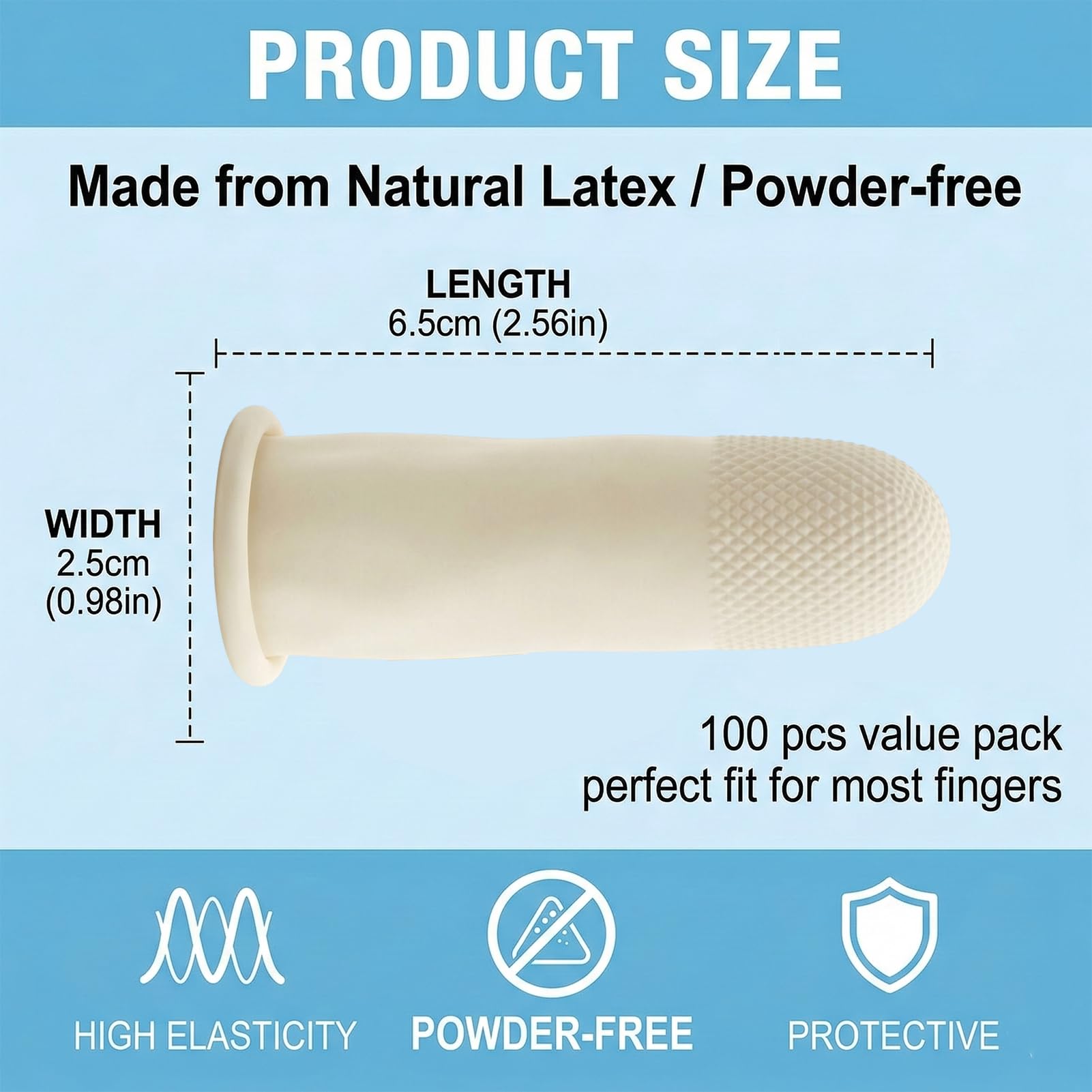 Doigtier Medical, 100 pièces Protection Doigt Blessé, Doigtier Silicone pour Doigt, Doigtier Silicone, Doigtier, Protégez le bout de vos doigts, Convient pour le nail art et les loisirs créatifs