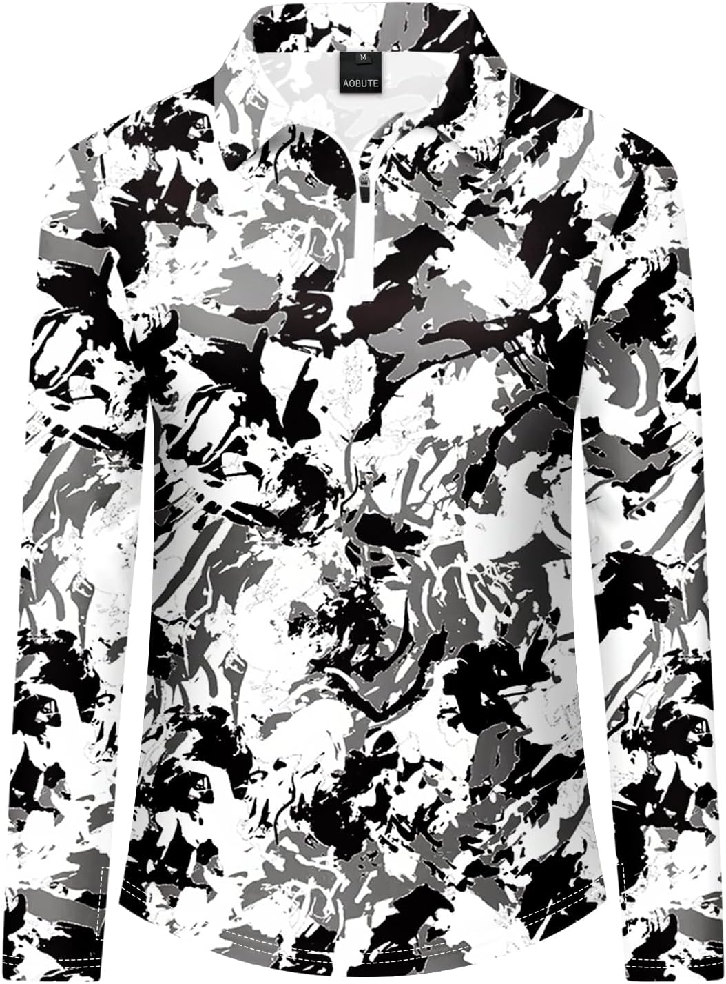 AOBUTE Women's Long Sleeve Golf Shirts Zip Polo Tennis Top with Thumb Hole - Image 6