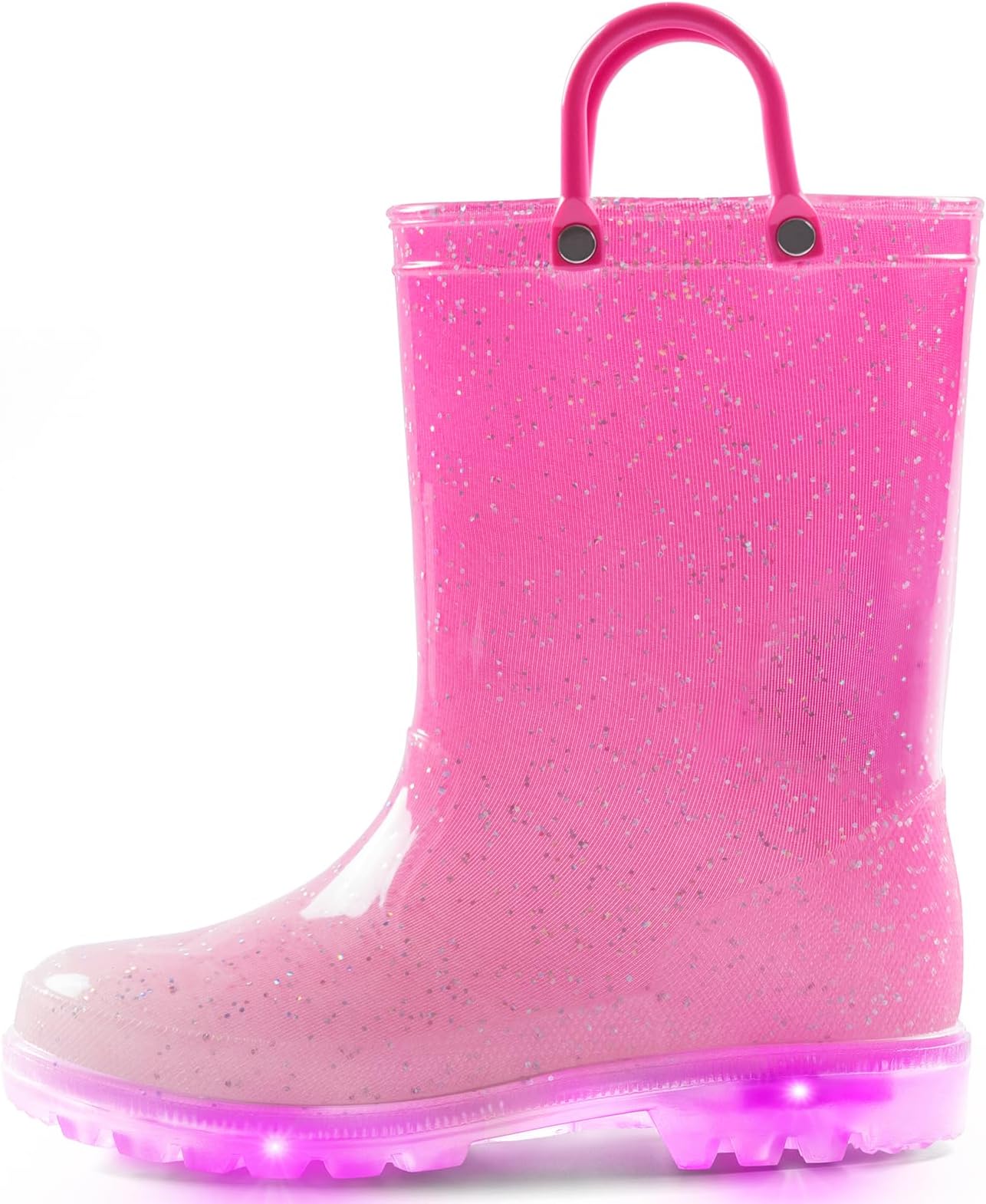 Toddler Light Up Rain Boots for Girls Boys Waterproof Rain Boots with Handles Outdoors