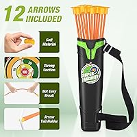 Vista 4 de Arco y flecha para niños, juego de tiro con arco con luz LED con 12 flechas de ventosa, 1 objetivo de pie, 3 objetivos de puntuación y 1 carcaj
