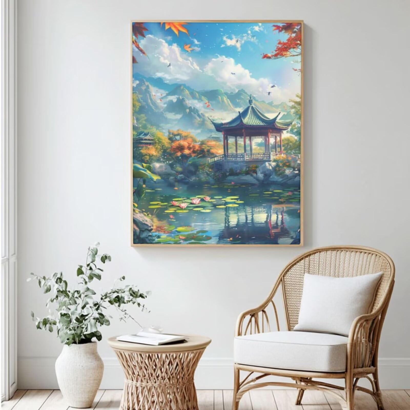 Malen Nach Zahlen Landschaft, DIY Ölgemälde Malen Nach Zahlen Erwachsene See, Painting by Numbers Adult/Anfänger mit 6 Pinseln und Acrylfarben, für Haus Wand Deko - (70x95 cm, Ohne Rahmen) MK112