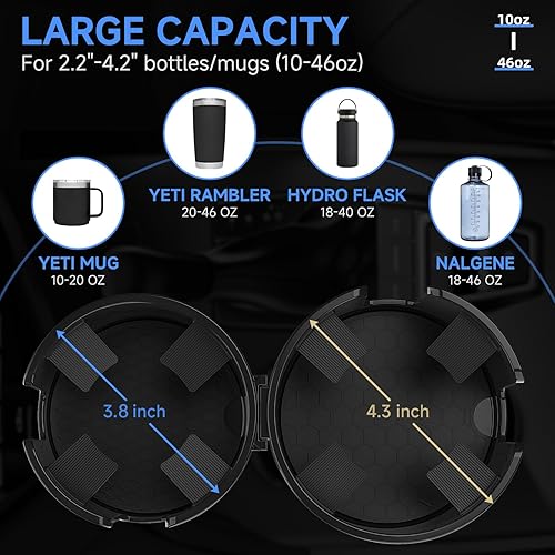 Miniatura 3 de DYLEN Expansor de portavasos para automóvil, extensor de adaptador de portavasos 2 en 1 para automóvil con inserto expandible, se adapta a Yeti,