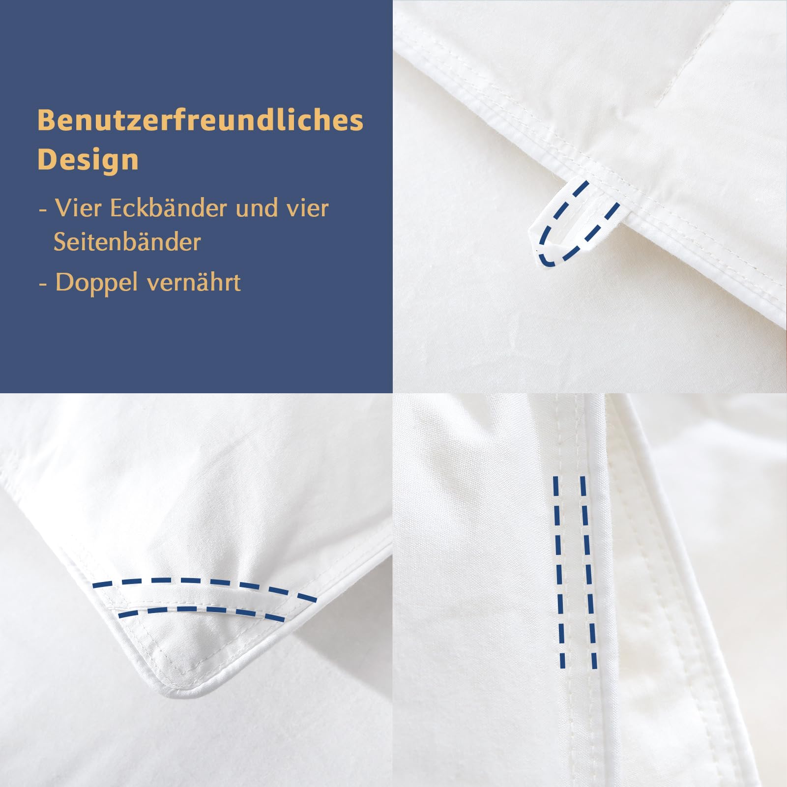 Ganzjahrige Steppdecke｜240 × 260 cm｜Baumwolle | Öko-Tex und RDS ｜Baumwolle Pflegeleicht