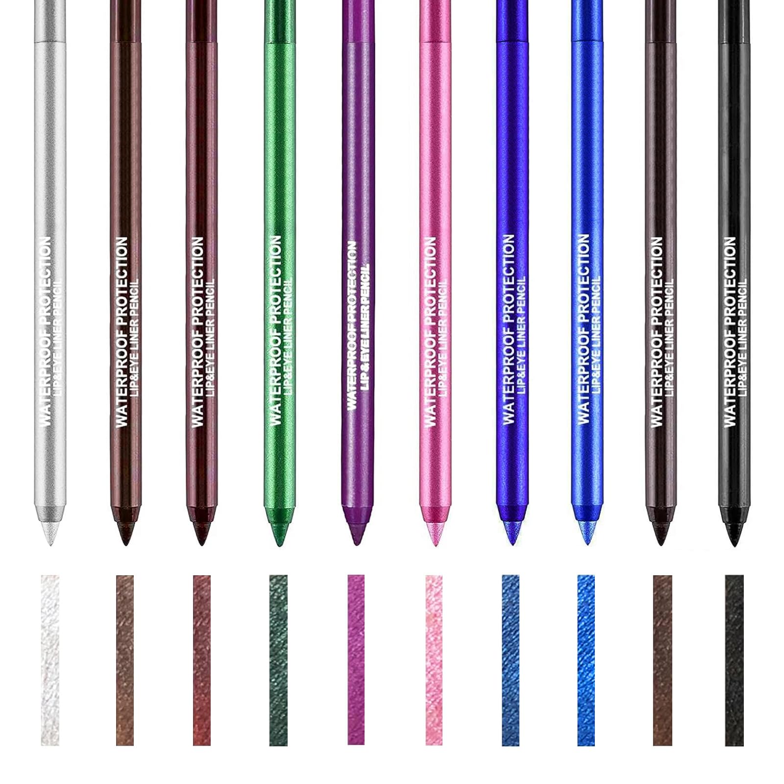 Anseom 10 Colores Waterproof Eyeliner, Mate Larga Duración EyeLiner, Delineador de Ojos Resistente Al Agua Y Antimanchas para Cosplay, Colorido Eyeliner Women Eye Liner Make-up Set