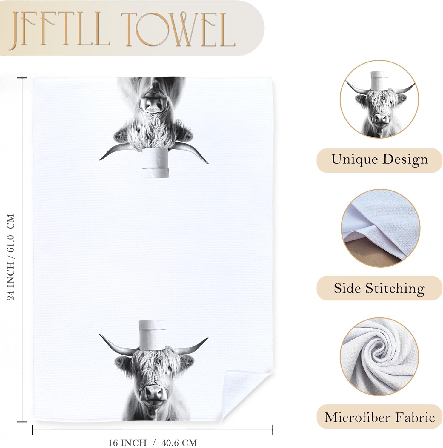 Cow Bathroom Decorative Towels - Cow Gifts Hand Towel, Funny Cows Decorative Hand Towels for Bathroom, 16x24 Inch Set of 2 - Image 7