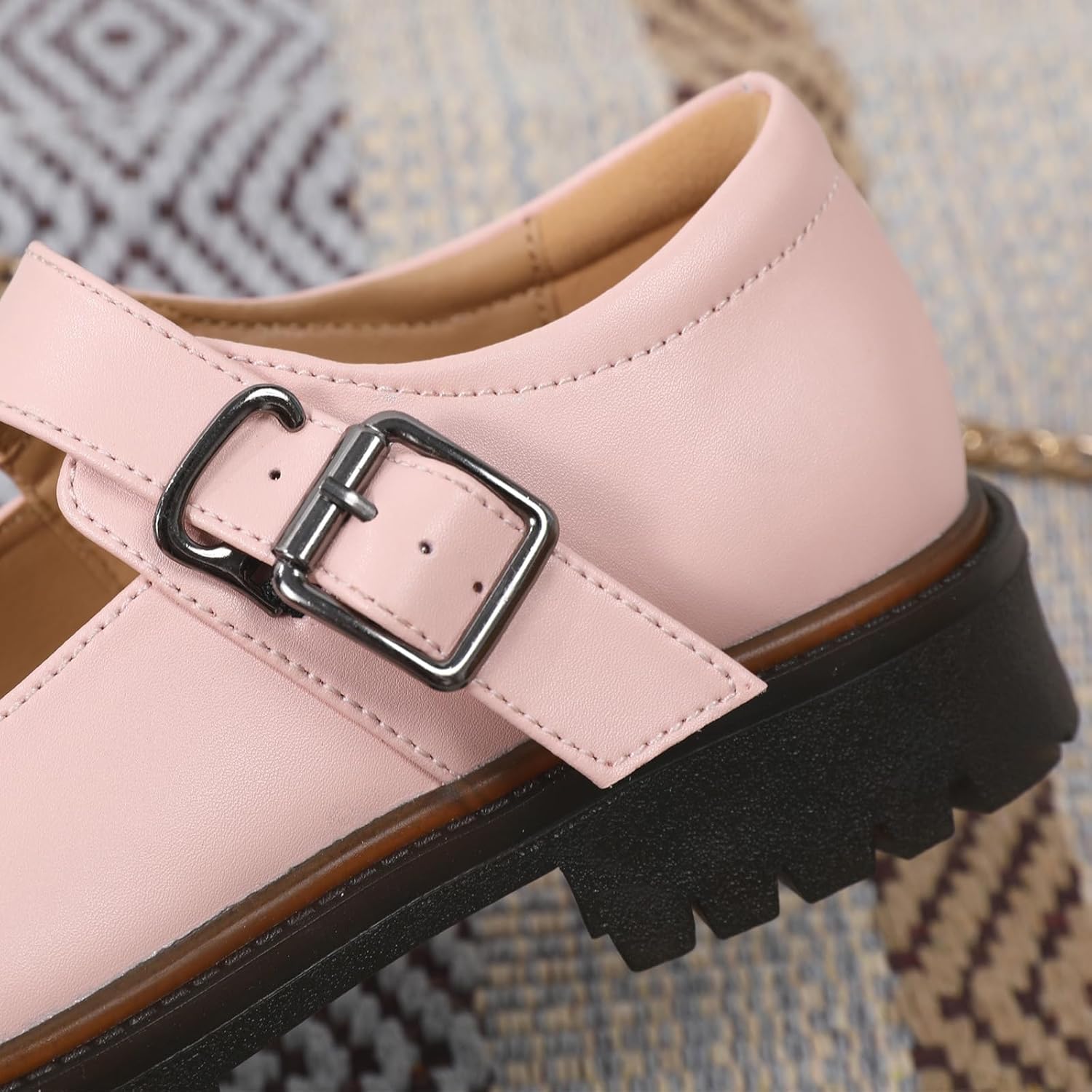 Women's Mary Jane Flats in Black Chunky Comfortable Non-Slip Sole Cute Dressy Design for Casual School or Work for Mary Jane Women Shoes - Image 5