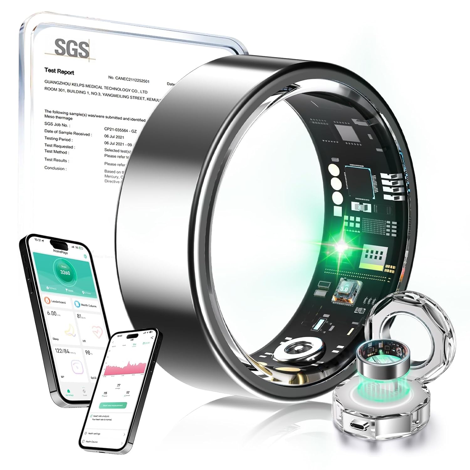 MSDQQTIY New Upgraded Smart Ring JZ5 0 Chip 0 Measurement Error IP68 Waterproof Smart Ring Women Silver 12