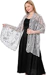 Shawls and Wraps for Evening Dresses, Sparkle Gold Fancy Shawls Women Formal Lace Wedding