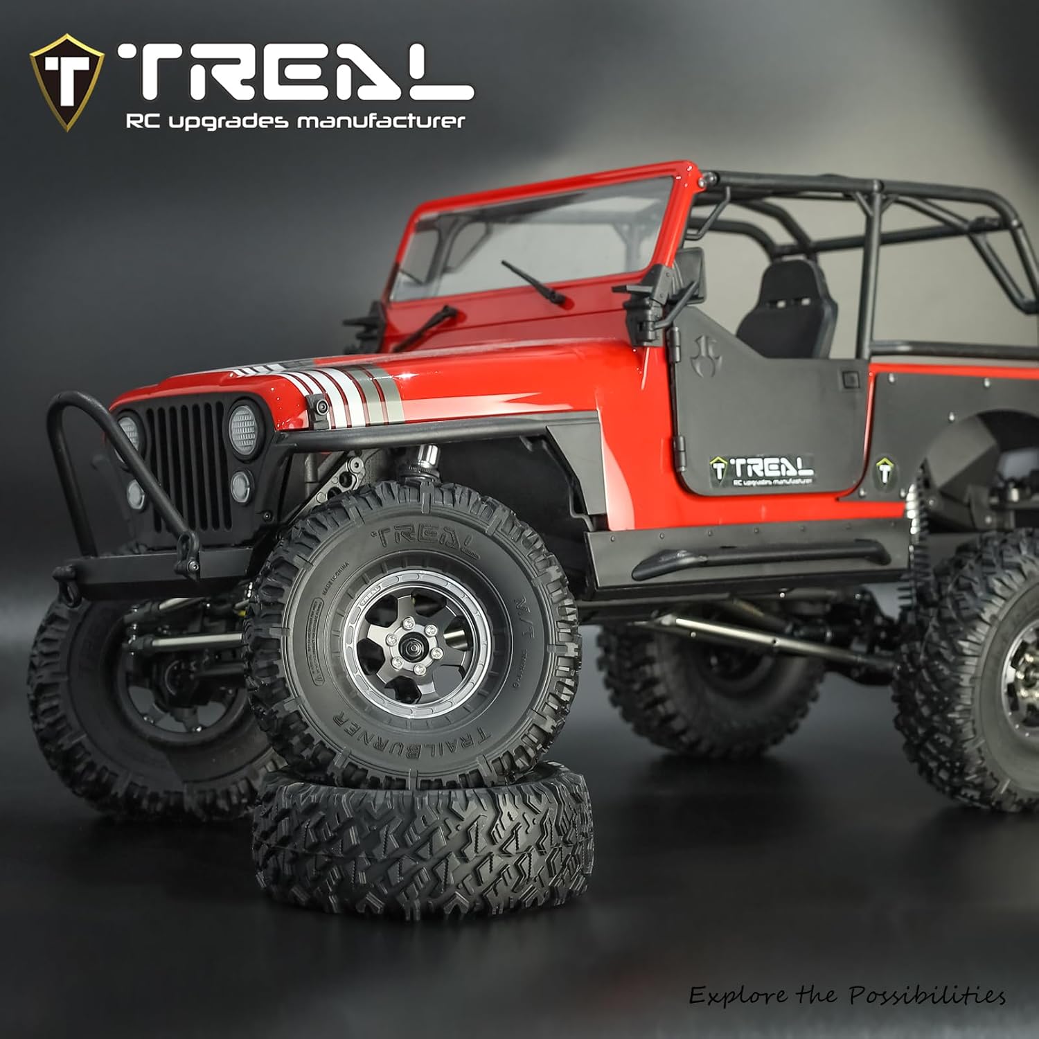 TREAL 1.9 Tires TrailBurner Rubber Tyre Set (4P) RC Beadlock Wheel Tires for 1:10 RC Crawler Axial SCX10 II SCX10 III Capra TRX4 Gen8 Ascent