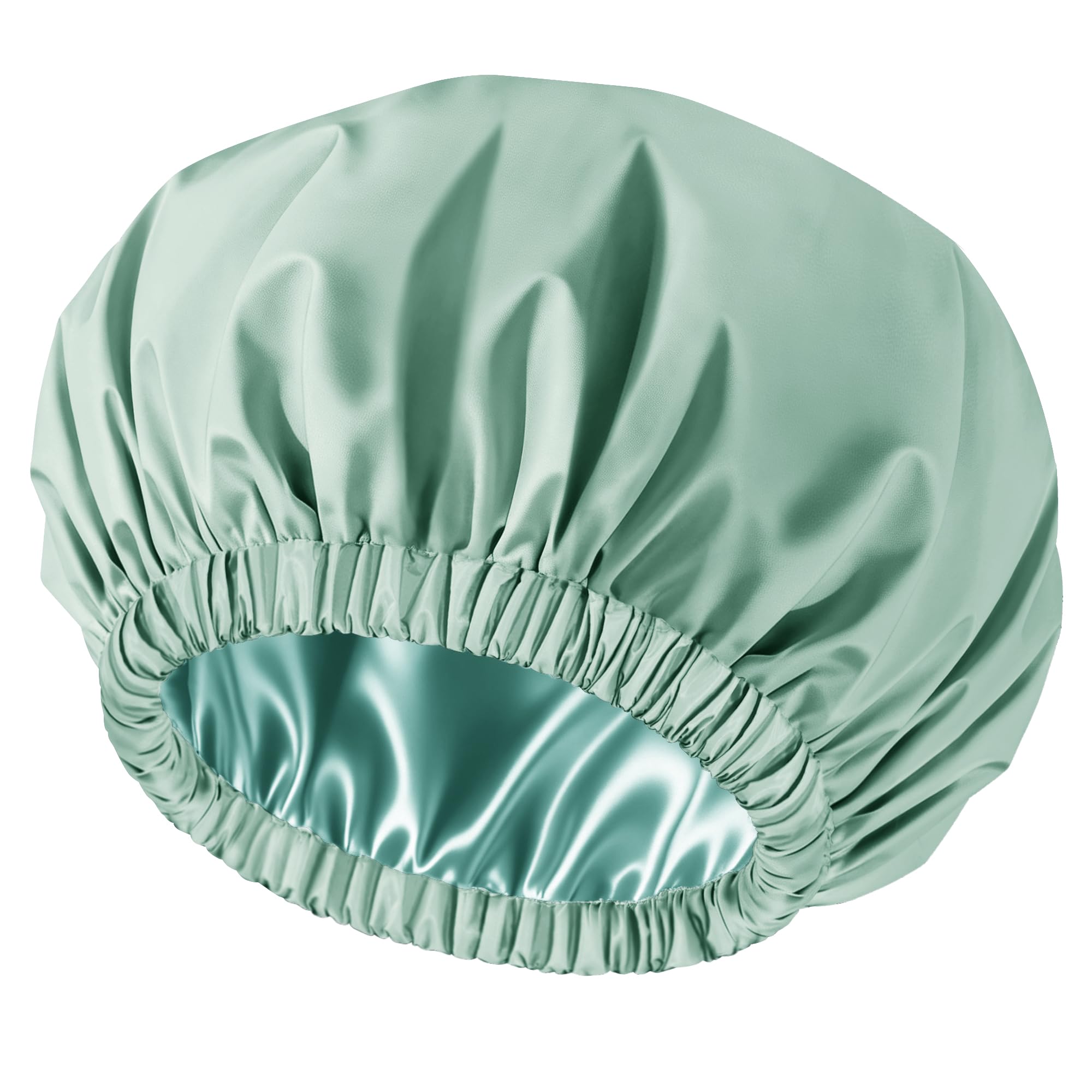 Satin Shower Cap for Women - Waterproof & Reusable -14