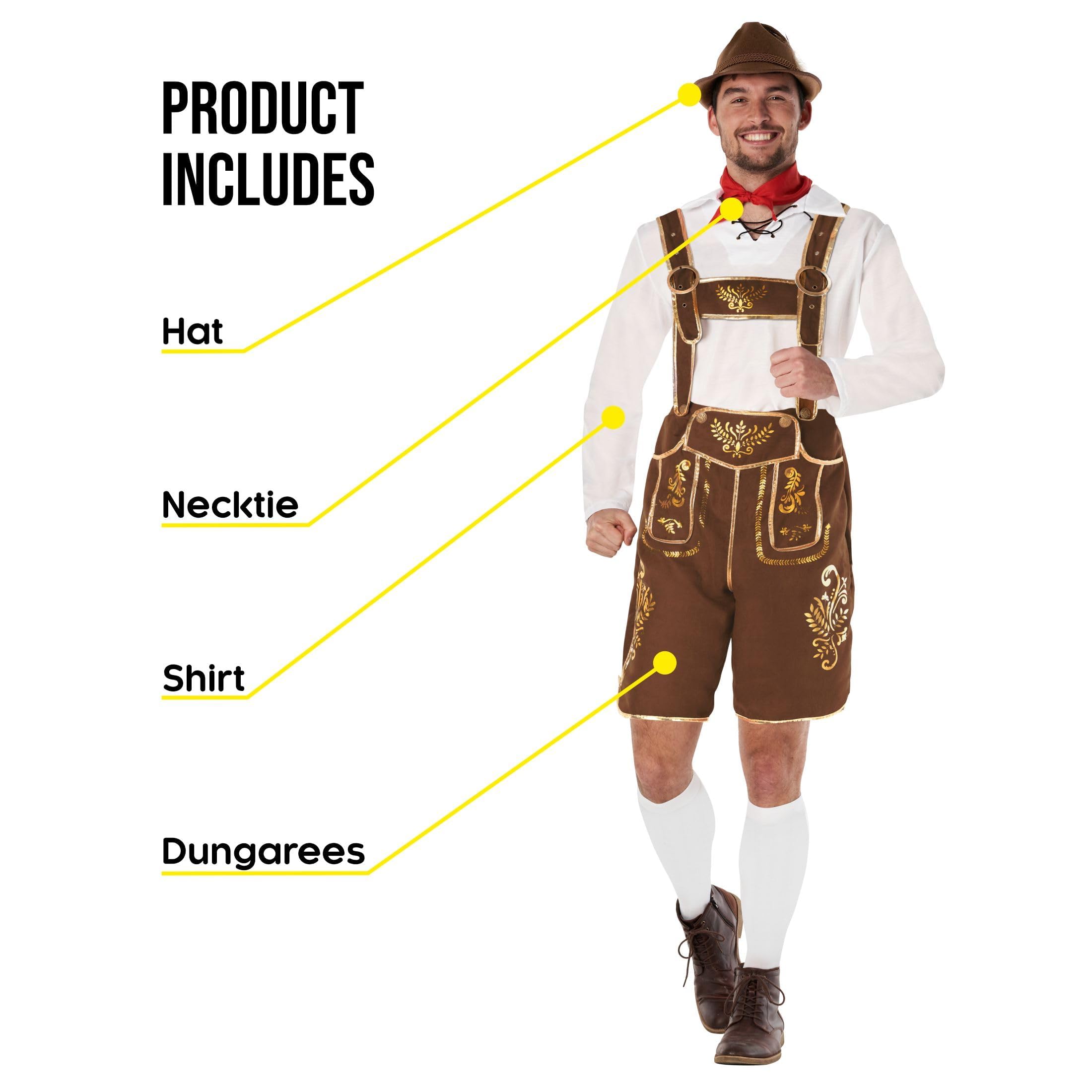 Morph Costume Tirolese Uomo - Vestito Bavarese per Oktoberfest, Abito Tradizionale per Halloween e Feste a Tema.