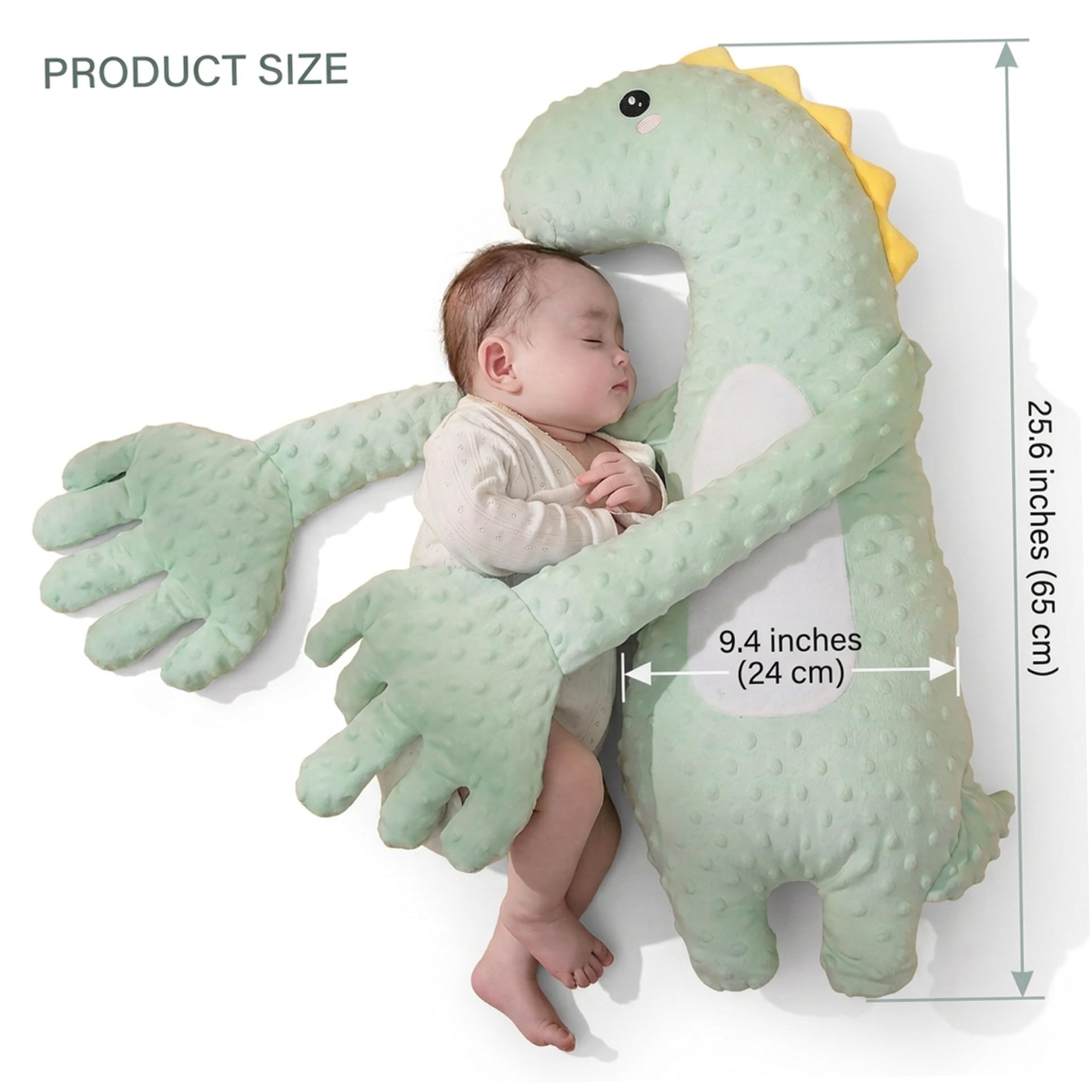 Accarezza la mano per il sonno del bambino Dinosauro verde Cuscino che accarezza il bambino Cuscino lenitivo intelligente con tocco delicato e timer Aiuto per sonno portatile dei neonati