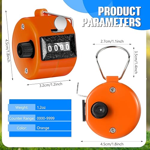 Miniatura 2 de TOODOO Paquete de 6 contadores de mano de 4 dígitos mecánicos de palma, contador de clics de plástico con anillo de dedo de metal para contar