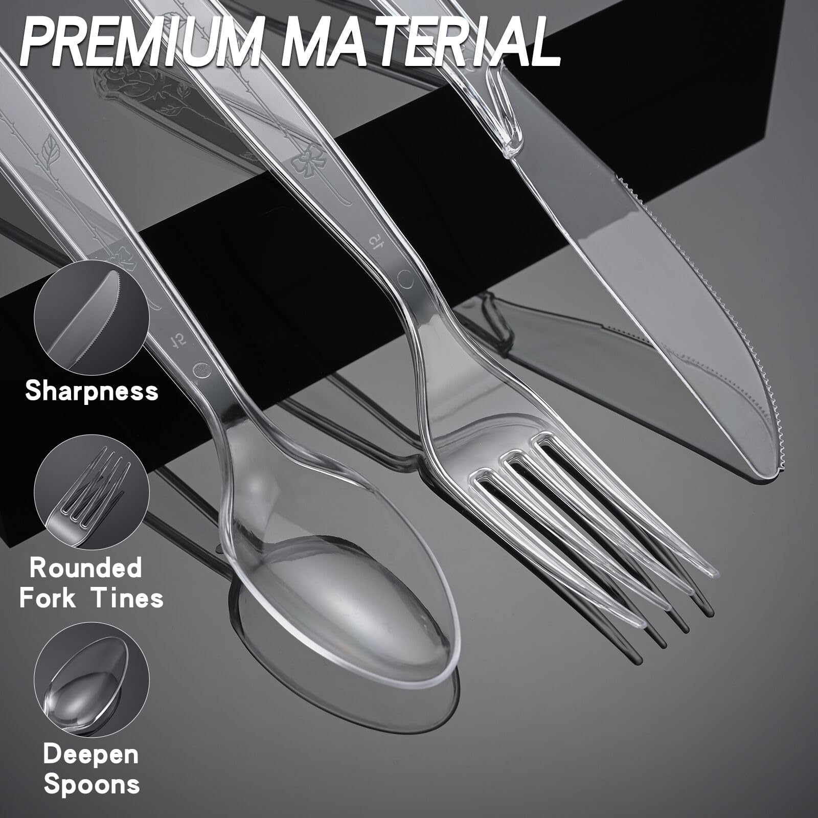500 Count Heavy Duty Disposable Clear Plastic Forks, bulk Plastic Cutlery — Amazon image 3