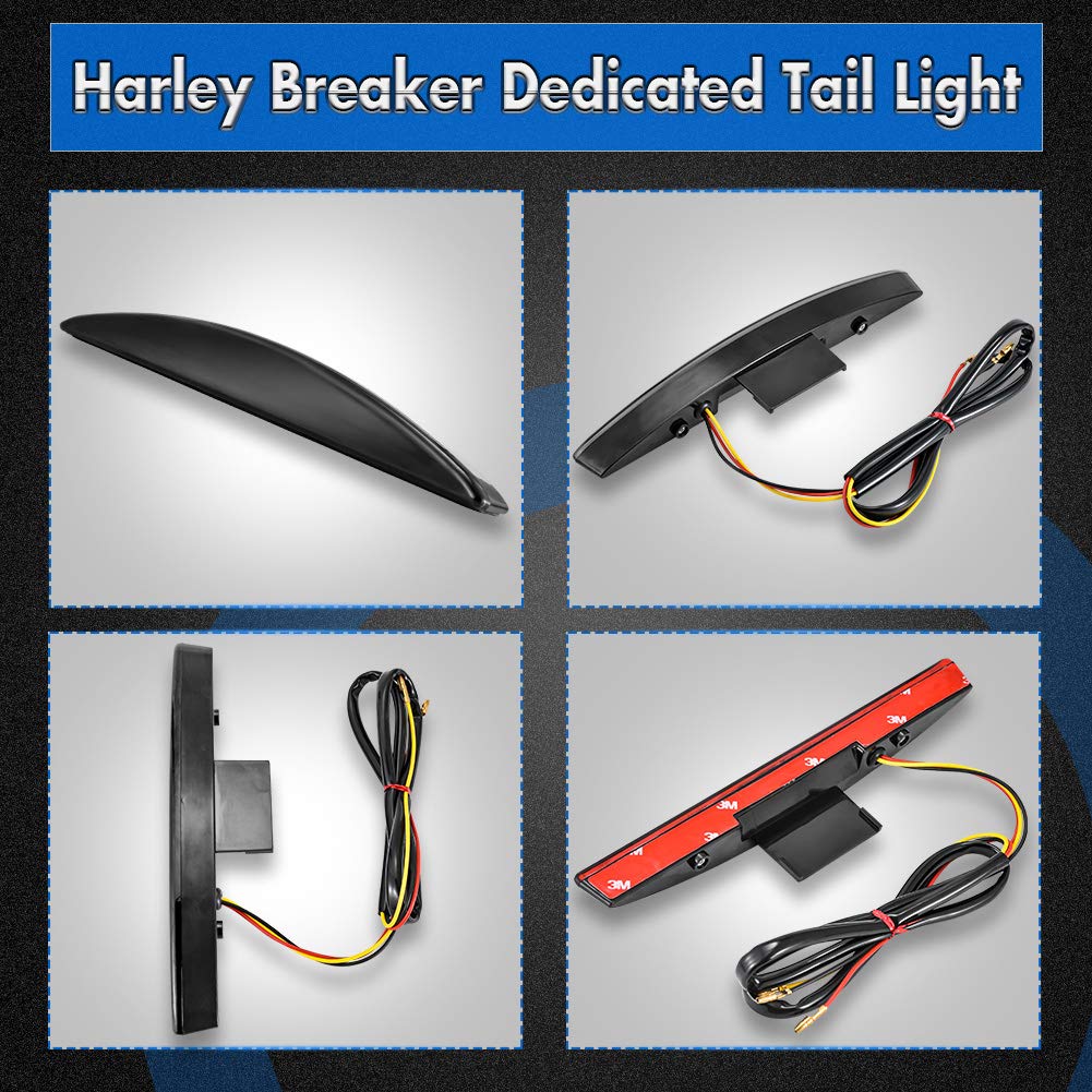 KATUR Motocicleta Guardabarros Trasero Tip 22 Rojo LED Freno Luz Trasera de Marcha para Harley Breakout EFI FXSB CVO 2013-2017 (Humo)