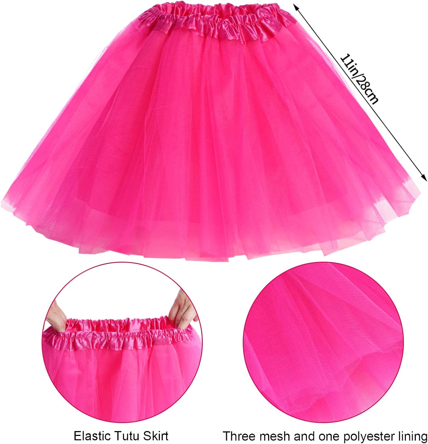80s Costume Accessories 90s Outfits Neon Tutu Skirt Fanny Pack Headband Earring Set for 80s 90s Theme Cosplay Party Neon Glow Party Outfit (Rose Red) - Image 4