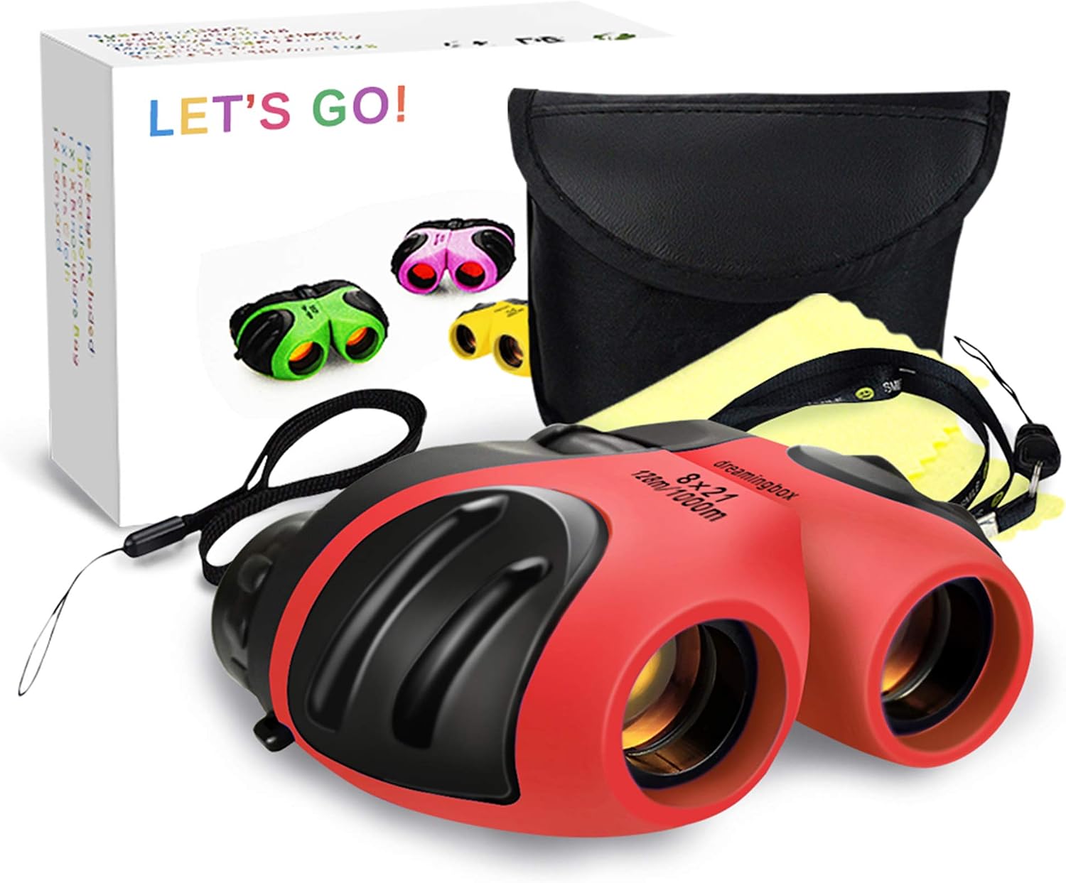Birthday Gifts for Boys, DIMY 8x21 Compact Fogproof Binoculars for Hiking Hunting Red DL04