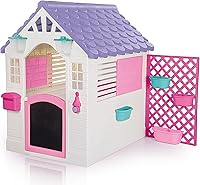 Dolu Garden Fairytale Playhouse Pink-White-Purple: Indoor Outdoor Kids Toy Fort with Doorbell, Window, Pet Gate for Toddlers 2+