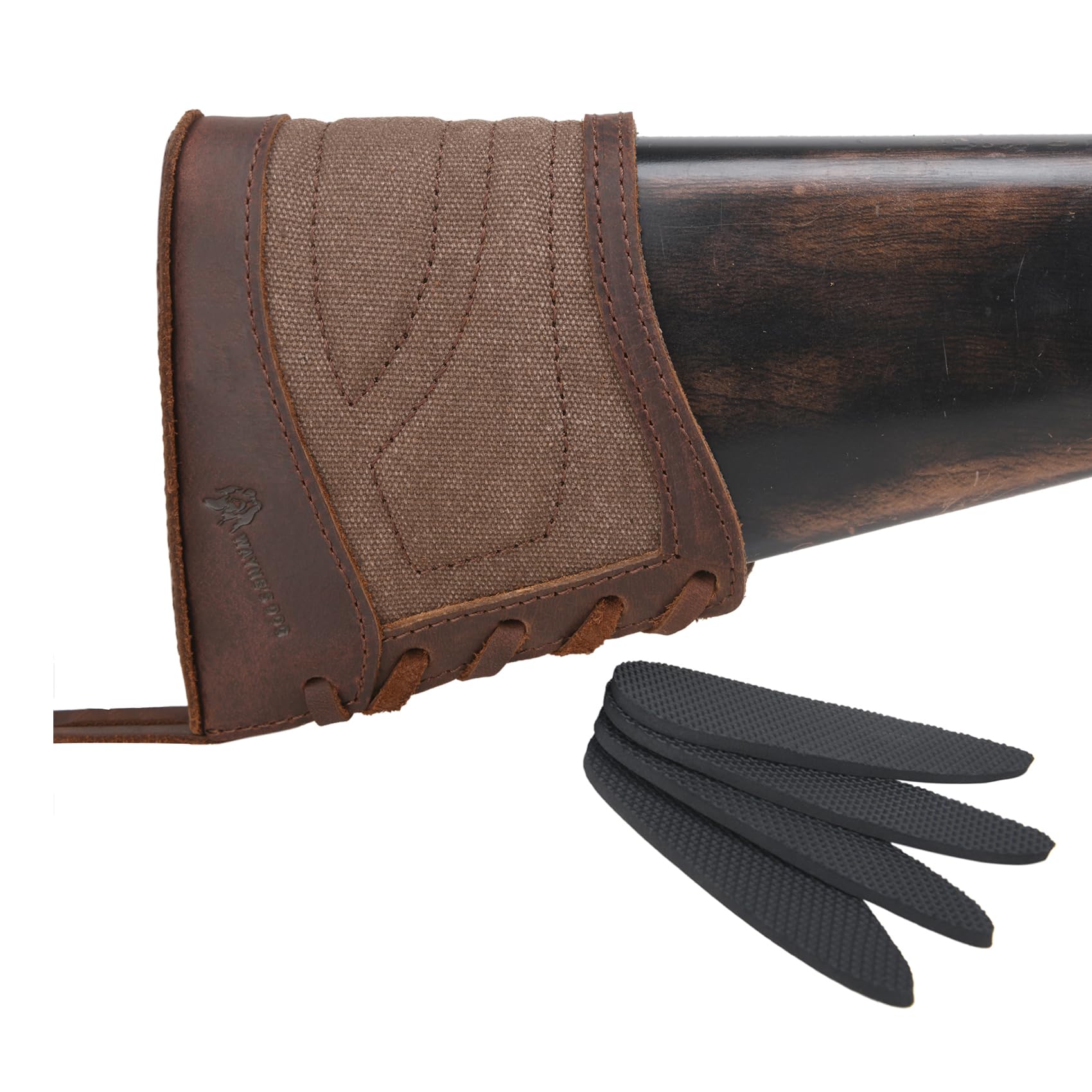 Tas Trost Hunting Rifle Recoil Pad, Suede Leather Shotgun Butt Stock Cover Extention (Coffee-Canvas)