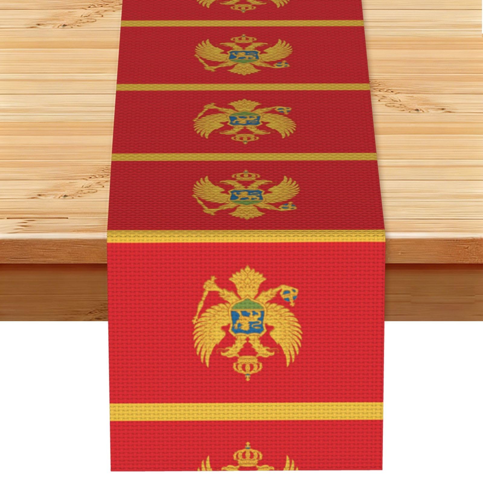 Montenegrin flag Linen Feel Table Runner Wedding Party Home Decoration