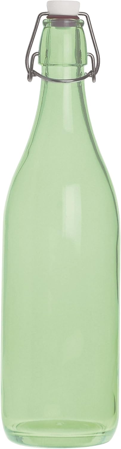 Excelsa Happy Color Smooth 1 Litre Bottle, Glass, Green, 8 x 8 x 30 cm