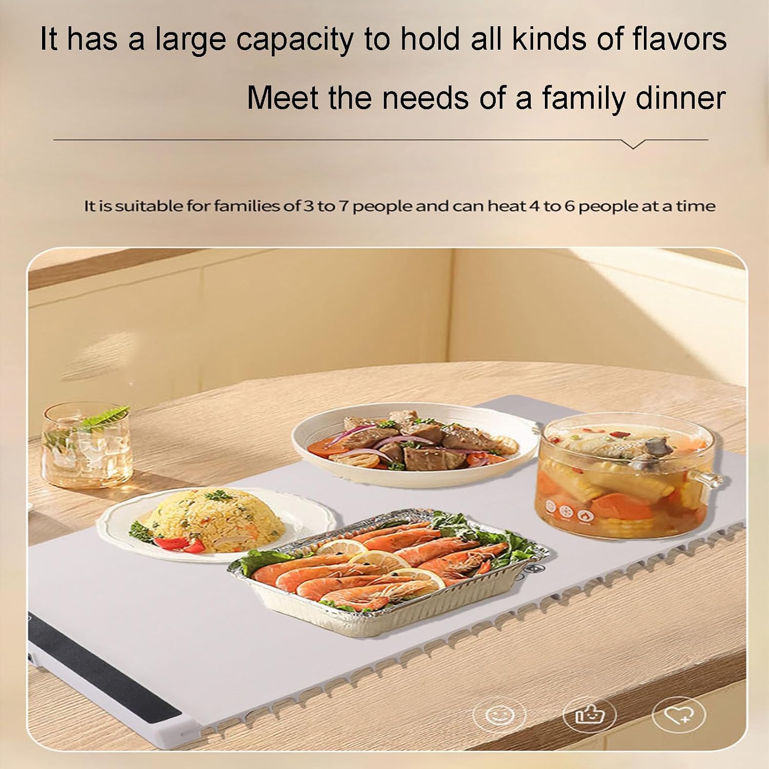 Warm Plate, 6-Speed Temperature Control, 5-Hour Timing, Large Capacity for Rolling and Storage, Intelligently Safeguarding Every Meal at Home