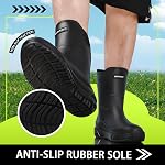 Bottes de pluie en caoutchouc pour les hommes, Bottes en Deck de veau moyen imperméable durable, antidérapant PVC Bottes de mud de jardin, Confort Casual Chaussures de pêche extérieure noir et bleu
