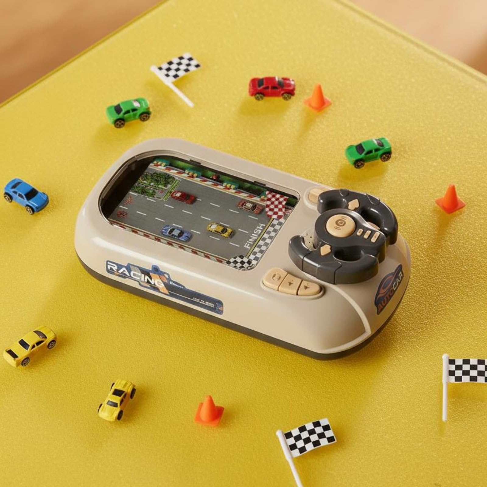 Simulatore Gioco Corsa Volante Interattivo Velocità Regolabile Suono Realistico Adatto per Educazione Giochi Familiari , Giallo , Upgrade Gara Recharge