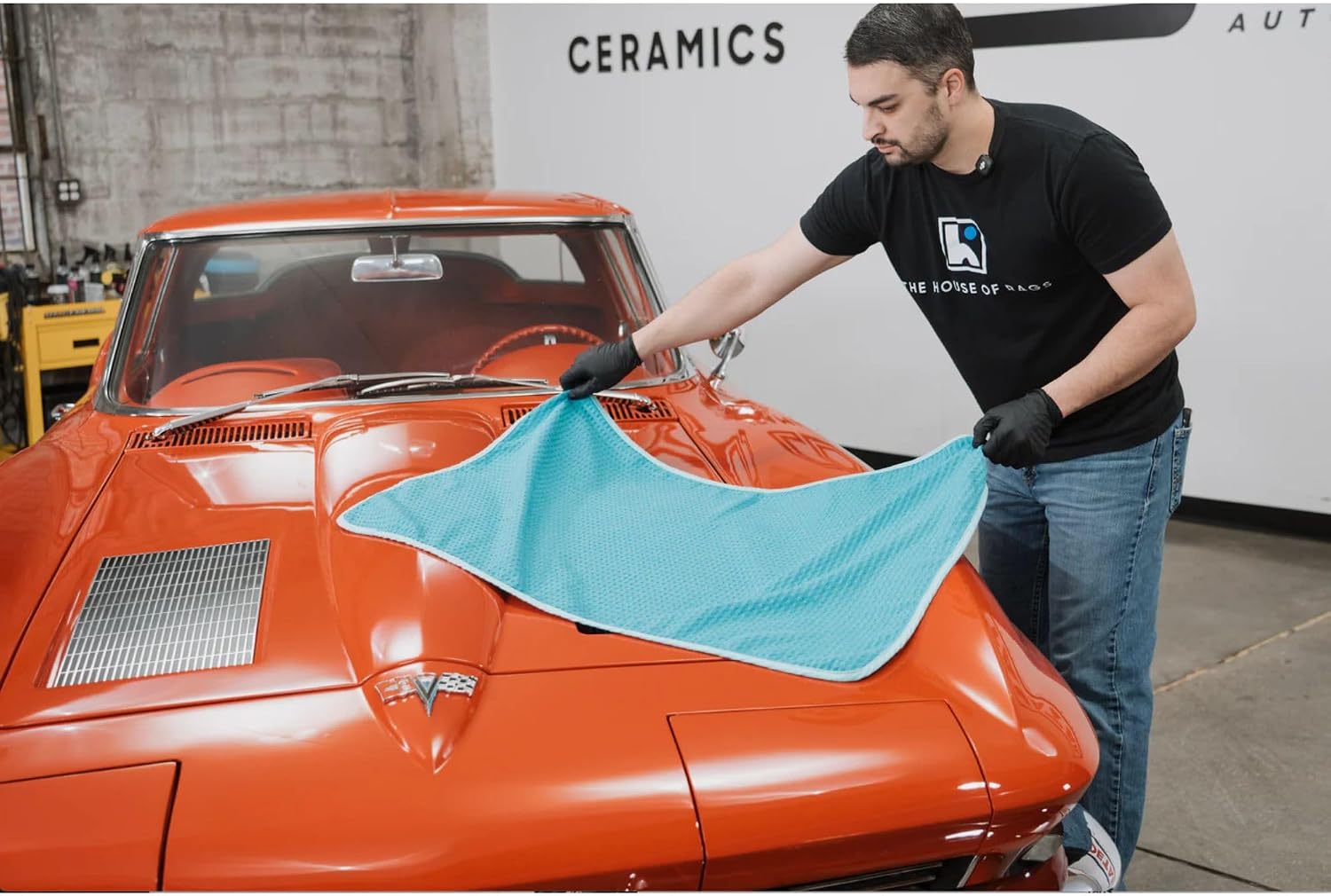 Big Waffle Microfiber Drying Towel 25x40in – 450 GSM Korean Waffle Weave Car Drying Towel, Premium Suede Border, Ultra Absorbent Auto Detail Cloth
