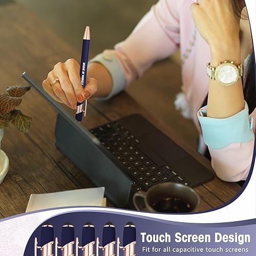 Miniatura 5 de Yeaqee 48 bolígrafos inspiradores, bolígrafos motivacionales, tinta negra, con citas retráctiles, con punta de lápiz capacitivo, bolígrafos con