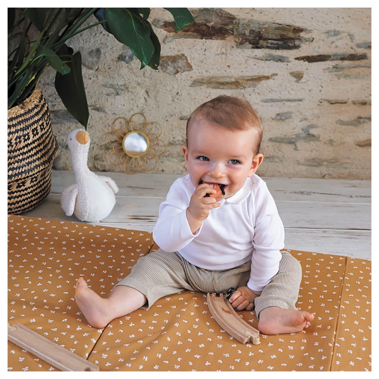 CANDIDE – Colchón plegable para bebé de 3 partes, 60 x 120 x 4 cm, para dormir – desenfundable – Fabricado en Francia