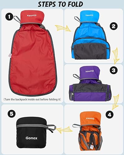 Miniatura 2 de Gonex Mochila plegable ultraligera 20L Daypack práctica plegable camping al aire libre viajes ciclismo mochilero