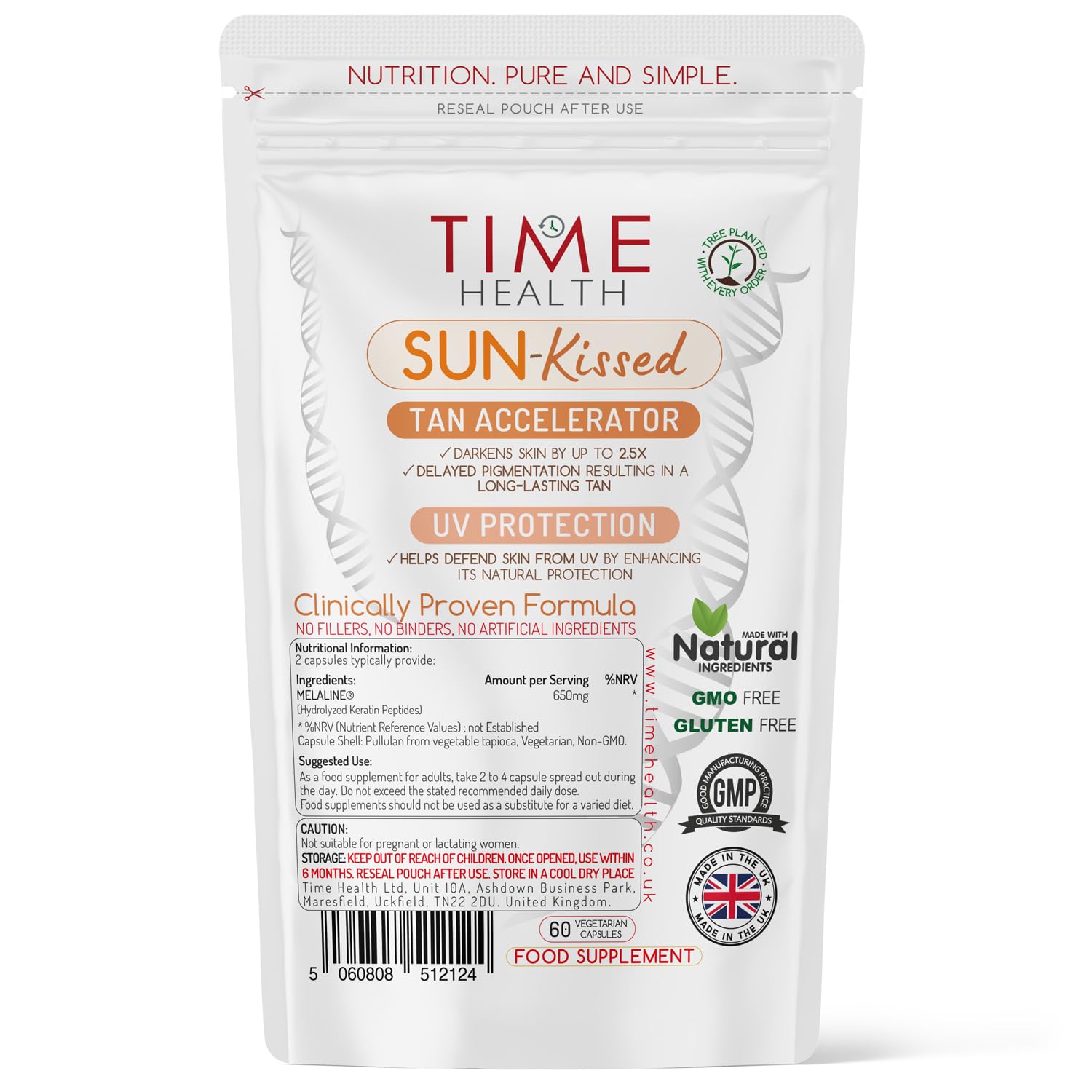 New: Sun-Kissed - Clinically Proven Tan Accelerator - Darkens Skin by Up to 2.5X - Prolongs Tan - Provides UV Protection - Made with Melaline® - Tanning Supplement - UK Made - Zero Additives