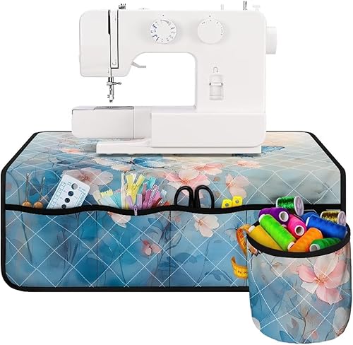 Miniatura 43 de Estera de máquina de coser con flores brillantes y florales bohemias, reduce la vibración, antideslizante, organizador duradero